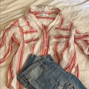 Express striped rayon top sz L